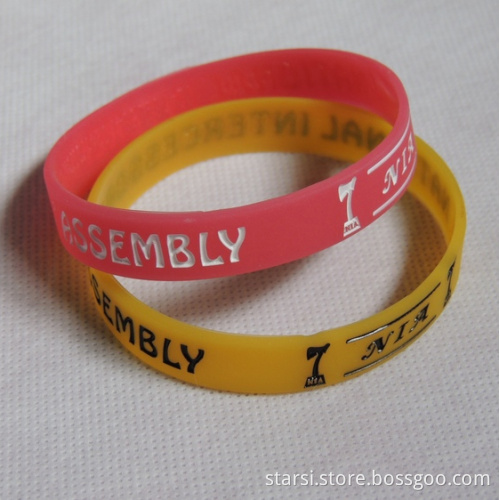 Debossed Fill Color Glow Silicone Bracelet (FGTS)